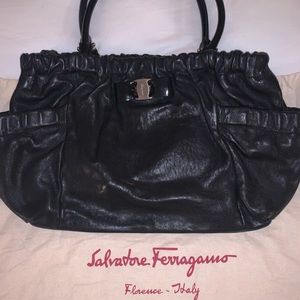 Salvatore Ferragamo Black Leather Shoulder / Tote